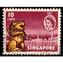 Malaya Singapore 1959 Lion 10c Used Stamp QE II