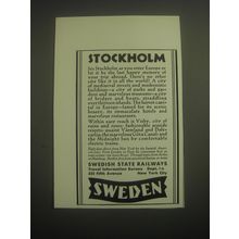 1931 Swedish State Railways Ad - Stockholm