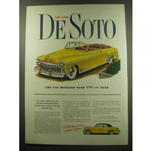 1949 De Soto Convertible Car Ad - The car designed with you in Mind