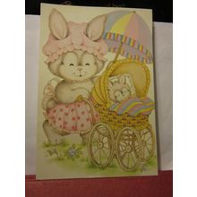 'OVER THE RAINBOW' used postcard by J. Arthur Dixon POR 26208 rabbits /