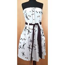 Criminal Clothing White Cotton Lipstick Print Strapless Dress Size M 10 12 UK