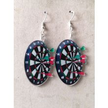 Dart Board / Darts Quirky/funky, Earrings Silver Plated Wires