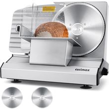 Meat Slicer,Cusimax Electric Deli Meat Slicer with 2 Removable 8.7''Stainless St