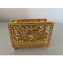 ORNATE GOLD METAL TABLETOP NAPKIN HOLDER / LETTER STAND