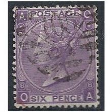 1869 SG109 6d Mauve Plate 8 Fine Used No 105 Town Cancel Check Letters "OA"