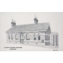 County School Railway Station Telphone Box North Elmham Norfolk 1970s Postcard