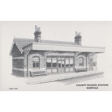 County School North Elmham Norfolk Village Railway Station 1970s Artist Postcard