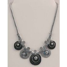 Silver Tone & Black Necklace
