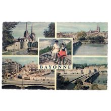 multiview, BAYONNE, FRANCE used vintage postcard 1961 postmark #