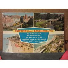 multiview, BOURNEMOUTH, DORSET used postcard by Dennis 1977 pm #