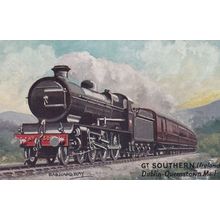 Great Southern Queenstown Mail Dublin Irish Train Painting Antique Postcard