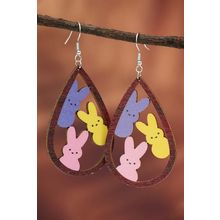 Brown Waterdrop Shape Easter Bunny Hook Earrings