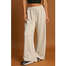 Apricot Loop Drawstring Casual Wide Leg Pants