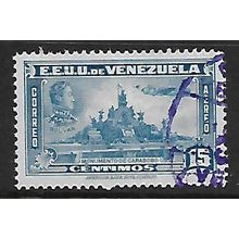 VENEZUELA 1940 INDEPENDENCE ISSUE 15c BLUE BOLIVAR & CARABOBO MONUMENT SG609 FU2