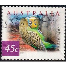 Australia 2001 Bird 45c Used P&S Stamp Budgerigar 12.5 Perf