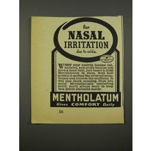 1940 Mentholatum Ointment Ad - For Nasal Irritation