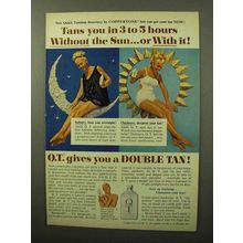 1964 Coppertone Q.T. Tanning Lotion Ad - Tans You