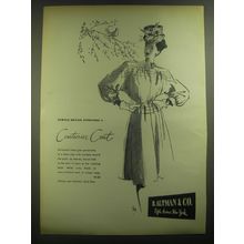 1946 B. Altman & Co. Couturier Coat Ad - Subtle detail enriches a Couturier Coat