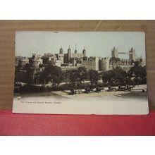 THE TOWER & TOWER BRIDGE, LONDON antique used postcard 1904 pm #