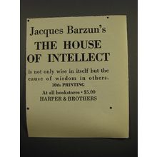 1959 Harper & Brothers Book Ad - The House of Intellect by Jacques Barzun's Ad