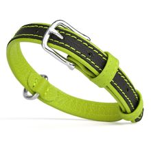 Soft Leather Dual Color Collar W 1" L 19-24" Lime Green