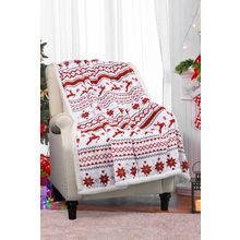 White Christmas Reindeer Snowflake Printed Sherpa Blanket
