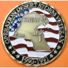 Desert Storm Veteran. Challenge Coin. 1.50". 79b.