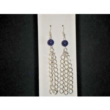 Different 85mm long chain & round amethyst drop earrings