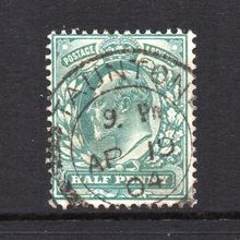 Edward VII - 1902-10 - ½d Blue-Green (sg216) Used (Taunton, April 19, 1904)
