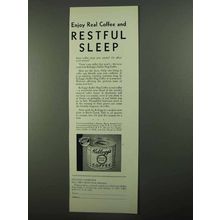 1931 Kellogg's Kaffee Hag coffee Ad - Restful Sleep