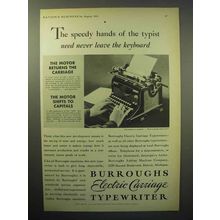 1933 Burroughs Electric Carriage Typewriter Ad - Speedy