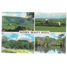 SUSSEX BEAUTY SPOTS. multiview used vintage postcard Colourmaster 1975 pm =