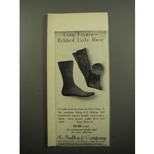 1950 A. Sulka Ribbed Lisle Hose Advertisement - From France