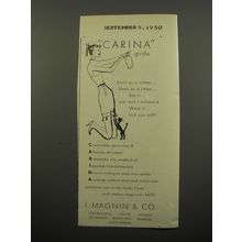 1950 I. Magnin Carina Girdle Ad - Small as a mitten.. sleek as a kitten..
