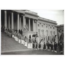 Suffragette Women March Carrying Banners US Capitol Steps Postcard