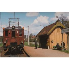 Anten Grafsnas Jarnvag Alingsas Eddavagen Station Sweden Train Postcard