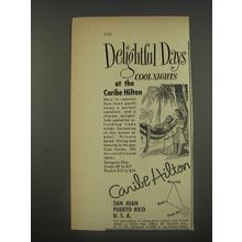 1956 Caribe Hilton Hotel, San Juan Puerto Rico Advertisement - Delightful Days