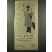 1956 Burberry Coat Ad - Girls who know the score prefer the Man in the Burberry