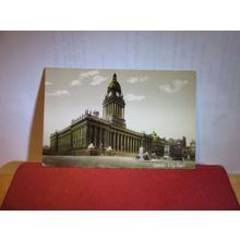 CITY HALL, LEEDS, YORKSHIRE used antique postcard c.1906 =