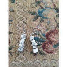 womens girls pierced with grey stone earrings
