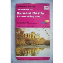 1984 OS Landranger map Sheet 92 Barnard Castle & surrounding area second series
