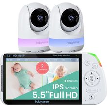 Babysense 5.5” 1080P Full HD Split-Screen Baby Monitor, Video Baby Monitor with