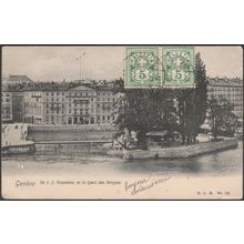 Île J.J. Rousseau et le Quai des Bergues, Genève, 1904 - Lips CPA GLM105
