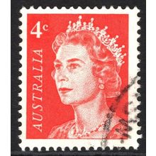 AUSTRALIA 1966: QUEEN ELIZABETH II DEFINITIVES - 4c RED USED (G1)