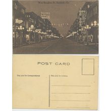 USA GEORGIA Savannah West Broughton Street Night Original Vintage RPPC c1900s