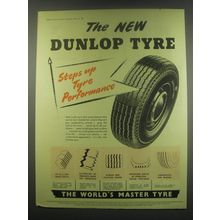 1949 Dunlop Tires Ad - The new Dunlop Tyre steps up Tyre performance