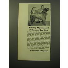 1950 Armour and Company Dash Dog Food Ad - Wins top Afghan award at Cleveland