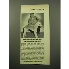 1950 Armour and Company Dash Dog Food Ad - Bedlington Terrier wins 74 dog show