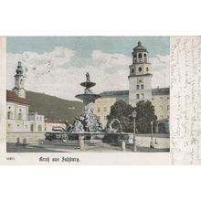 Grus Aus Salzburg German Old Statue Postcard