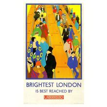 London Underground Transport Old Brightest Escalator Painting Poster Postcard